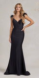 Nox Anabel T1138 Feather Shoulder Long Mermaid Gown