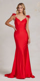 Nox Anabel T1138 Feather Shoulder Long Mermaid Gown