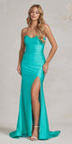 Nox Anabel T1139 Floor Length Fitted Satin Strapless Sweetheart Dress