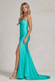 Nox Anabel T1139 Floor Length Fitted Satin Strapless Sweetheart Dress