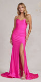 Nox Anabel T1139 Floor Length Fitted Satin Strapless Sweetheart Dress