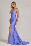 Nox Anabel T1139 Floor Length Fitted Satin Strapless Sweetheart Dress