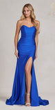Nox Anabel T1139 Floor Length Fitted Satin Strapless Sweetheart Dress