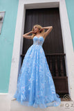 Nox Anabel T1332 Bell of the Ball Strapless A-Line Sequin Floral Dress