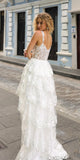 Nox Anabel T1335 Long A-Line Tiered Skirt Lace Applique Sweetheart Dress