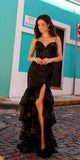 Nox Anabel T1337 Long Tiered Skirt Fitted Sequin Applique Mermaid Gown
