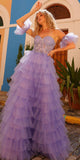 Nox Anabel T1338 Long Ruffled Tiered Skirt A-Line Ball Gown Arm Cuffs