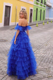 Nox Anabel T1338 Long Ruffled Tiered Skirt A-Line Ball Gown Arm Cuffs