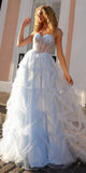 Nox Anabel T1340 Long Ruffled Skirt Boned Bustier Ribbon Strap A-Line Gown