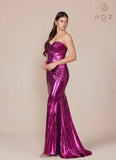 Nox Anabel T1499 Dress Strapless Metallic Satin Fitted Gown