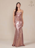 Nox Anabel T1499 Dress Strapless Metallic Satin Fitted Gown