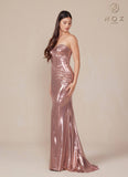 Nox Anabel T1499 Dress Strapless Metallic Satin Fitted Gown