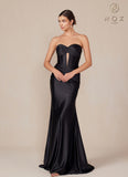 Nox Anabel T1500 Dress Satin Strapless Floor Length Keyhole Bodice
