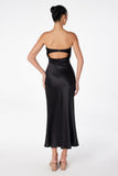 Astee T2006 Tea Length Satin Dress Cut Out Cowl-Like Back