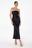 Astee T2006 Tea Length Satin Dress Cut Out Cowl-Like Back