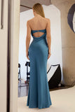 Astee T2006 Tea Length Satin Dress Cut Out Cowl-Like Back