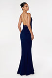 Astee T2008 Fitted Spaghetti Strap Open Back with Lace Detail Gown