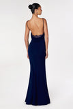 Astee T2008 Fitted Spaghetti Strap Open Back with Lace Detail Gown
