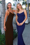 Astee T2008W Fitted Spaghetti Strap Open Back with Lace Detail Gown