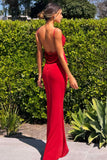 Astee T2008 Fitted Spaghetti Strap Open Back with Lace Detail Gown