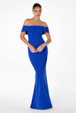 Astee T2011 Off the Shoulder Fitted Evening Gown Back Slit