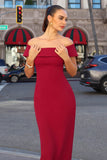 Astee T2011 Off the Shoulder Fitted Evening Gown Back Slit