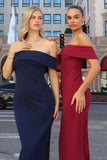 Astee T2011 Off the Shoulder Fitted Evening Gown Back Slit