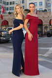 Astee T2011 Off the Shoulder Fitted Evening Gown Back Slit