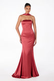 Astee T2012 Strapless Fitted Mermaid Gown with Scarf