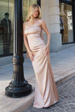 Astee T2012 Strapless Fitted Mermaid Gown with Scarf