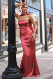 Astee T2012 Strapless Fitted Mermaid Gown with Scarf