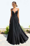 Ladivine Amoris T214 Sleeveless Spaghetti Strap A-Line Glitter Gown