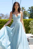 Ladivine Amoris T214 Sleeveless Spaghetti Strap A-Line Glitter Gown