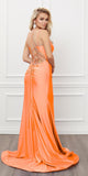 Nox Anabel T481 Long Scoop Neck Spaghetti Strap Fitted Gown Slit