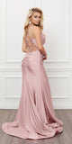 Nox Anabel T481 Long Scoop Neck Spaghetti Strap Fitted Gown Slit