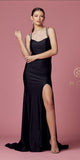 Nox Anabel T481 Long Scoop Neck Spaghetti Strap Fitted Gown Slit