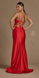 Nox Anabel T481 Long Scoop Neck Spaghetti Strap Fitted Gown Slit