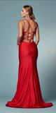 Nox Anabel T481 Long Scoop Neck Spaghetti Strap Fitted Gown Slit