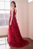 Ladivine Amoris T606 Long Sleeveless Glitter Print A-Line Gown