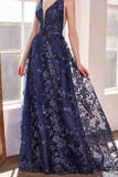 Ladivine Amoris T606 Long Sleeveless Glitter Print A-Line Gown