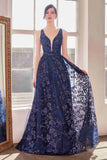 Ladivine Amoris T606 Long Sleeveless Glitter Print A-Line Gown