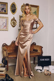 Amoris T610 Off the Shoulder Strap Gathered Hip Evening Gown
