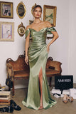 Amoris T610 Off the Shoulder Strap Gathered Hip Evening Gown