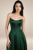 Amoris T612 Long A-Line Strapless Satin Semi-Formal Gown