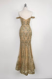 Amoris T613 Fitted Off the Shoulder Sequin Lace Sweep Train Gown