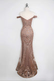 Amoris T613 Fitted Off the Shoulder Sequin Lace Sweep Train Gown