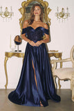 Amoris T614 Off the Shoulder A-Line Gown Sequin Bodice