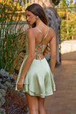 Amoris T616 Fit and Flare Satin Mini Party Dress