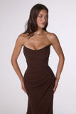 Ladivine Amoris T702 Strapless Scoop Neckline Fitted Chiffon Dress