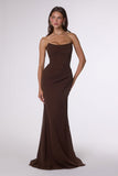 Ladivine Amoris T702 Strapless Scoop Neckline Fitted Chiffon Dress